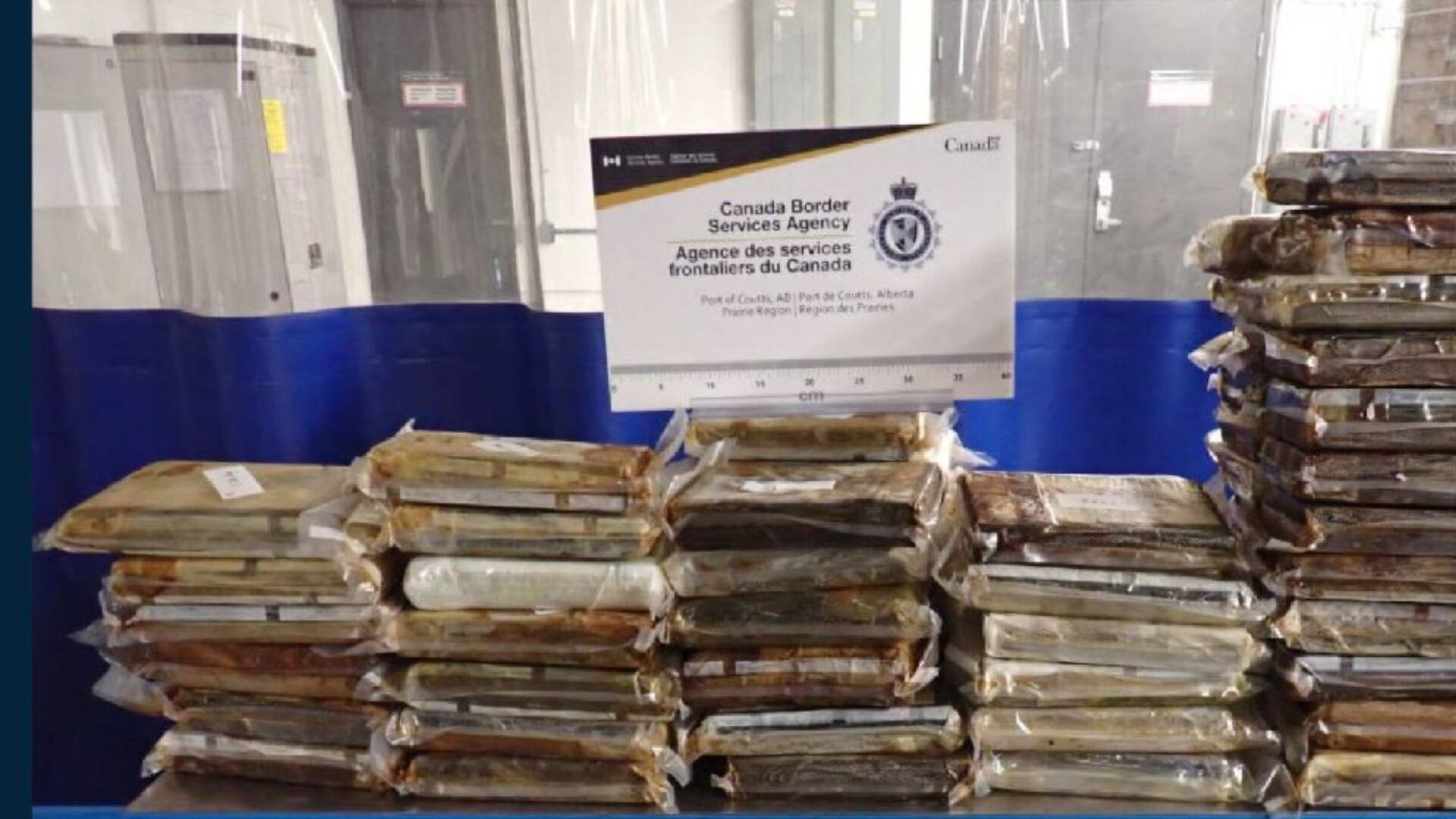 The Canada Border Services Agency (CBSA) says more than 85 kilograms of cocaine was found during the search of a commercial truck destined for Calgary earlier this year. (CBSA handout)