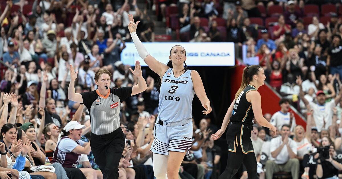 Marina Mabrey, All-Star der Toronto Tempo, nimmt am Dreipunktewettbewerb ...