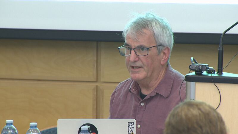 Halifax journalist Tim Bousquet speaks during an event at Dalhousie University. (CTV Atlantic)