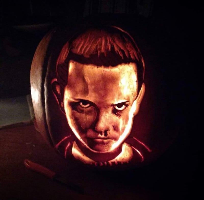 Bustin's Millie Bobby-Brown pumpkin is pictured. (Courtesy of Matt Bustin)