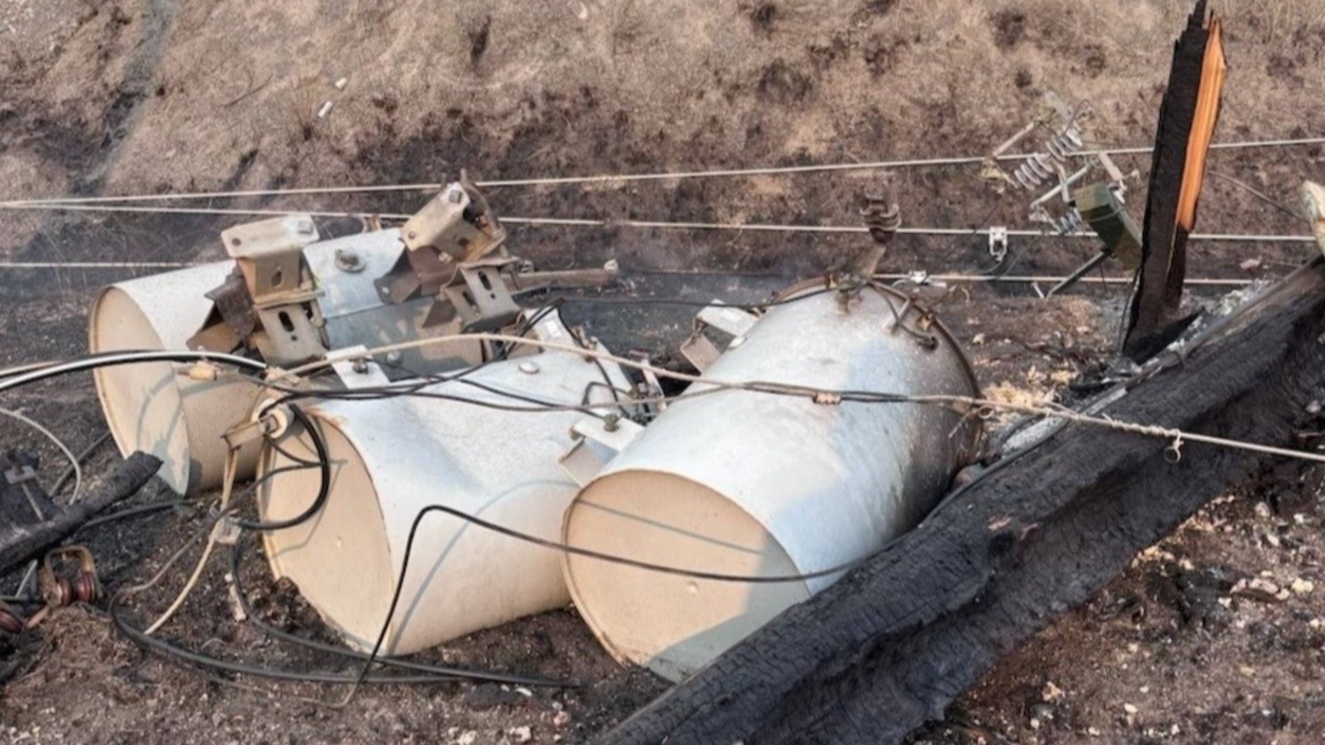 Damaged electrical infrastructure is shown in a handout photo from BC Hydro.