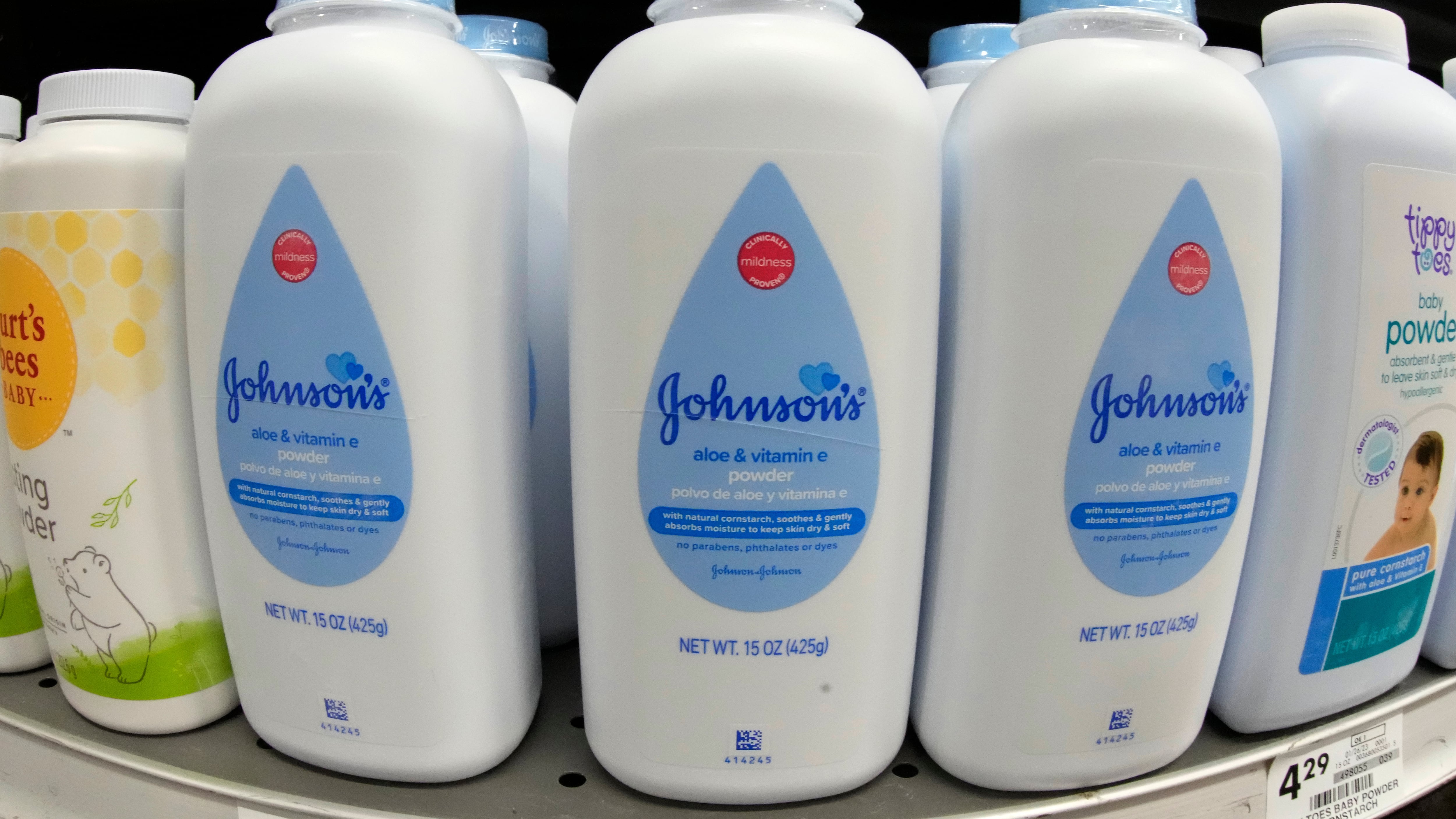 Johnson's baby powder is on display at a market in Pittsburgh on Jan. 26, 2023. (Gene J. Puskar / AP Photo)