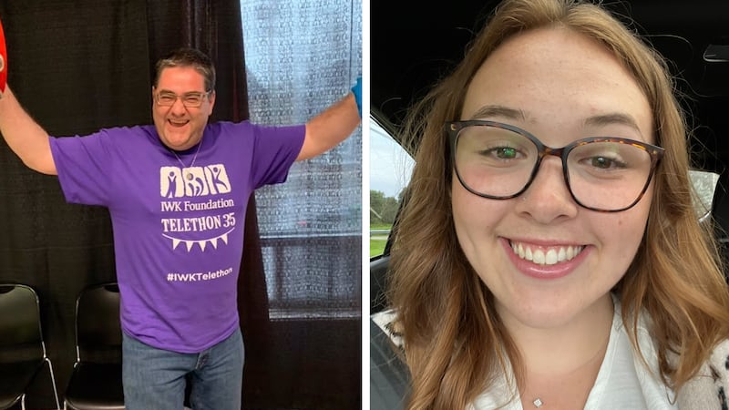 Mike MacKenzie and Jenna Croucher are pictured. (Sources: IWK Foundation/Facebook and THE CANADIAN PRESS/Handout - Robin Croucher)