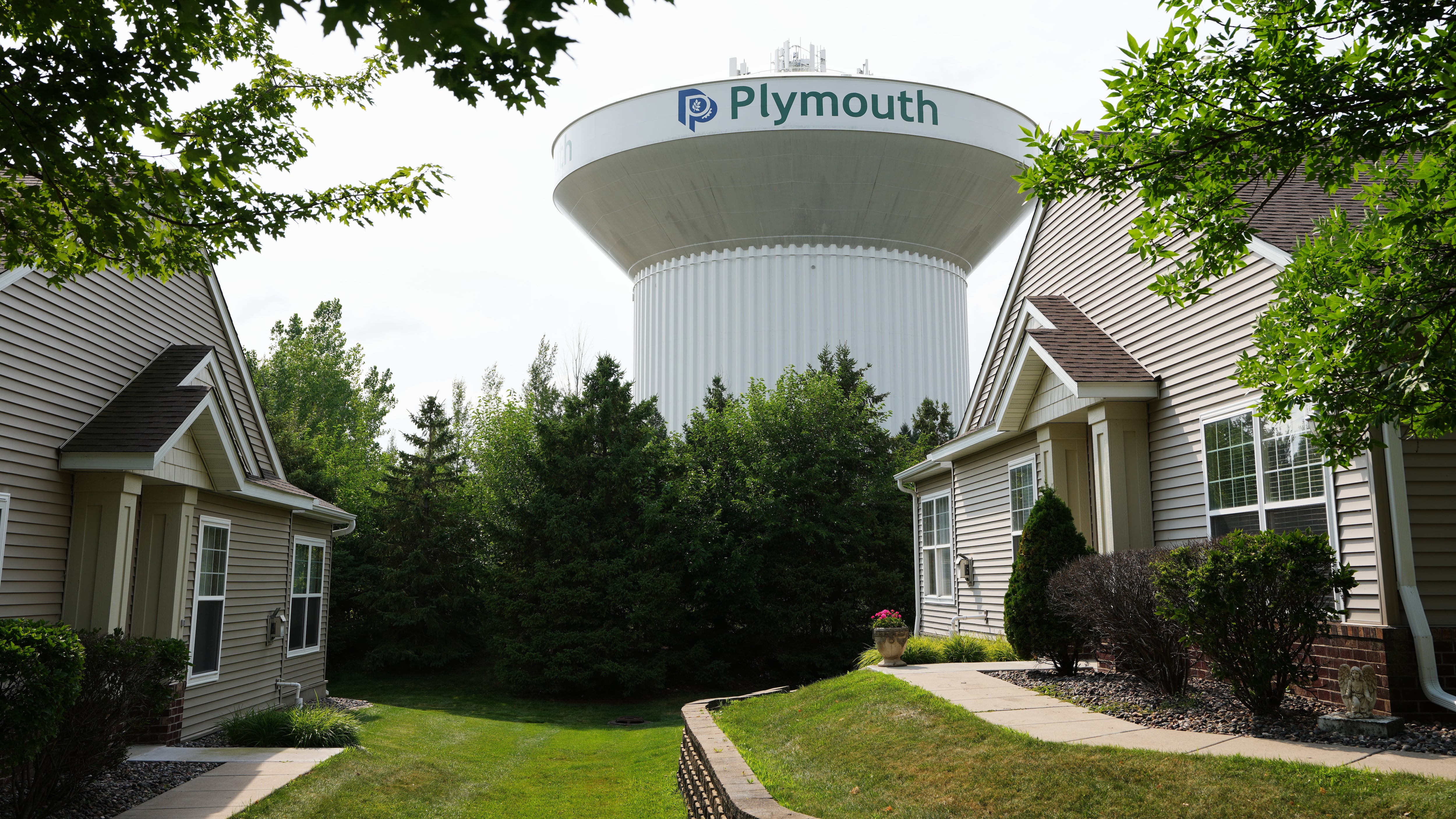 A water tower is seen in Plymouth, Minn., on July 30, 2026. (Ellen Schmidt / AP Photo)