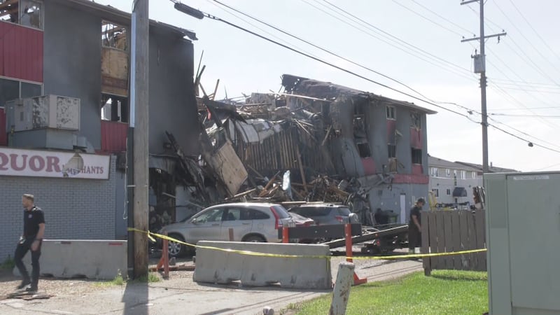 The aftermath of a fatal explosion and fire at an apartment building at 82 Street and 132 Avenue. (Brandon Lynch/CTV News Edmonton)