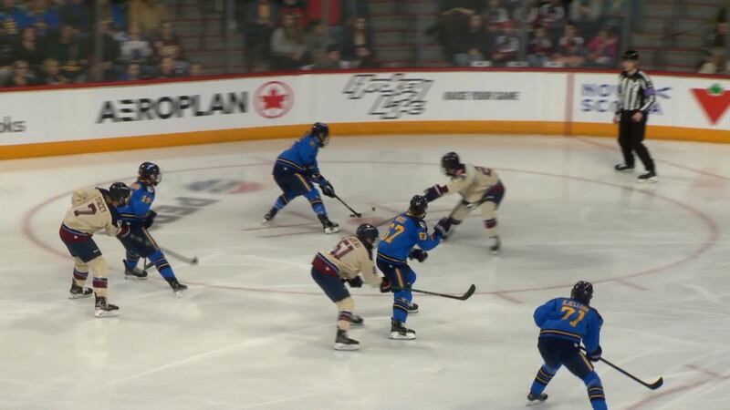 A PWHL Takeover Tour game in Halifax between Montreal Victory and the Toronto Sceptres on Dec. 17, 2025. (CTV Atlantic / Jim Kvammen)