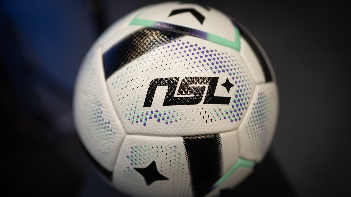 A soccer ball with the Northern Super League logo sits on a table before a league news conference on Tuesday, April 15, 2025. THE CANADIAN PRESS/Ethan Cairns