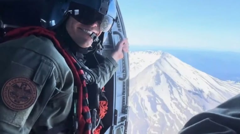 Tyler Jaggers, an aviation survival technician based in Oregon, was responding to a medevac request from the cargo ship Mowi Arrow on Feb. 27 when he was critically injured. (USCG)
