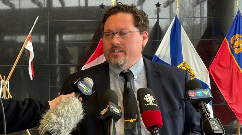 Staff Sgt. Rob McCamon speaks with reporters during a news conference about the case of Lilly and Jack Sullivan on April 30, 2026. (Mike Lamb/CTV News Atlantic)
