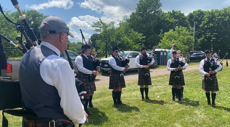 Bag pipers prepare to perform at the 161st Highland Games in Antigonish. (CTV/Vanessa Wright)
