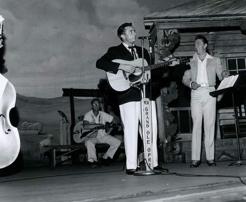 Johnny Cash during the Grand Ole Opry radio broadcast on July 7, 1956. (opry.com)