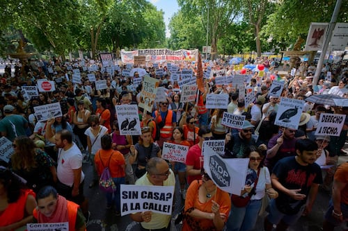 Thousands in Spain's capital protest increasing housing costs