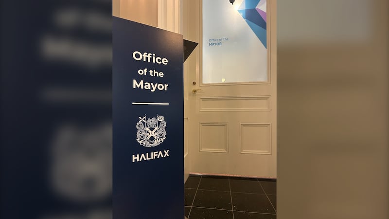 A sign for the Office of the Mayor is pictured. (Jonathan MacInnis/CTV News Atlantic)
