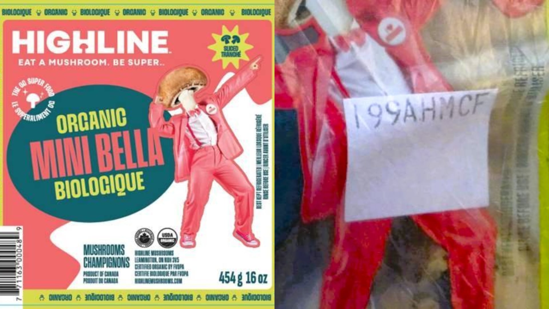 Highline brand sliced organic mini Bella mushrooms recalled due to Listeria monocytogenes concerns. (Health Canada handout)