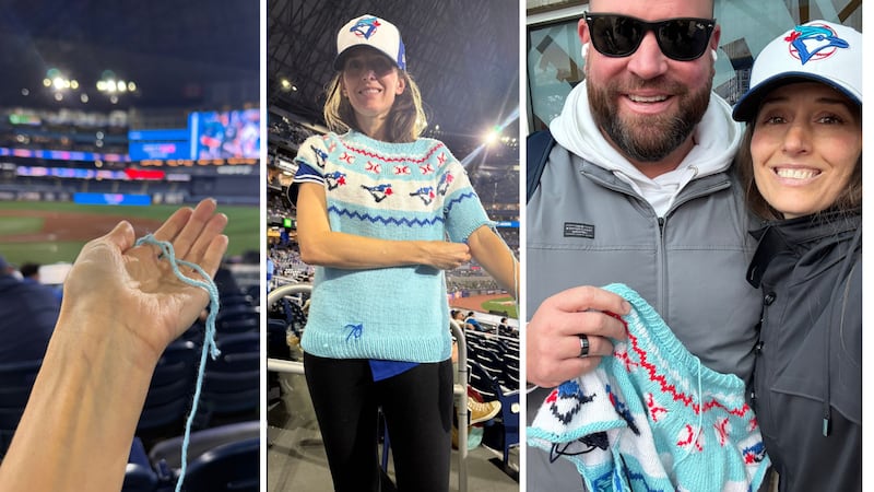 She knitted during every Blue Jays post-season game. Now, her sweater is part of baseball history