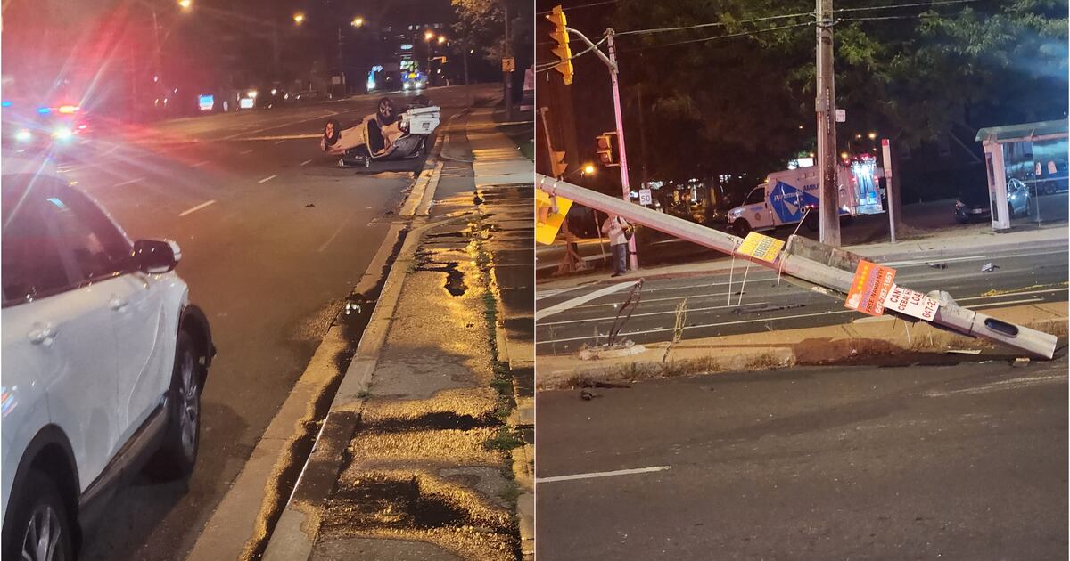 Car flips over after 2-vehicle crash in Scarborough, driver flees scene: ...