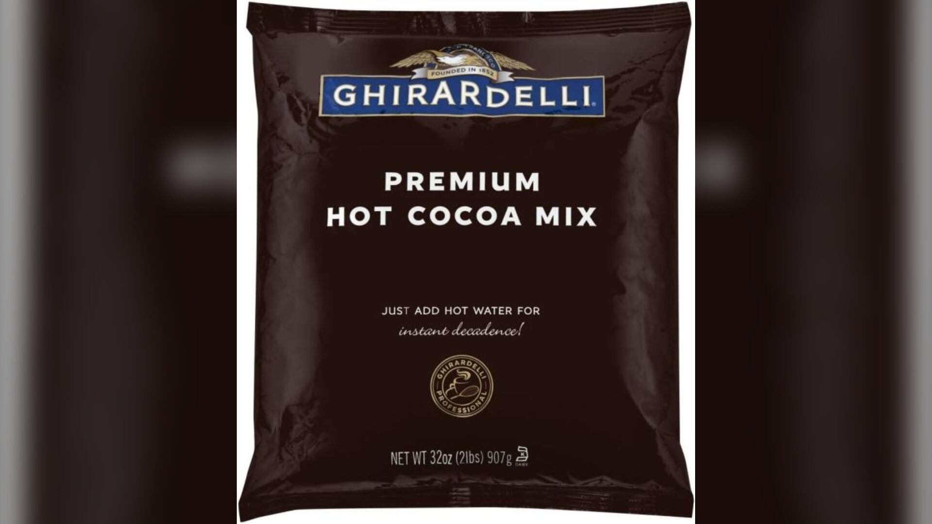 Certain Ghirardelli Chocolate Company products, including this premium hot cocoa mix, are being recalled in Canada. (Canadian Food Inspection Agency)
