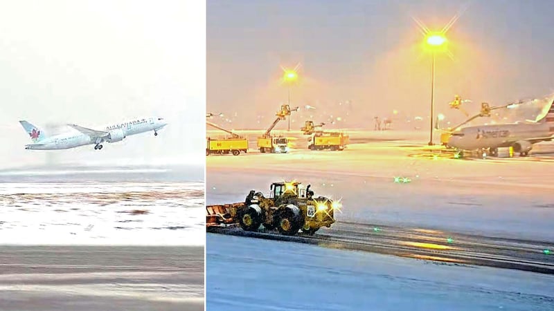 Pearson Airport under snowfall