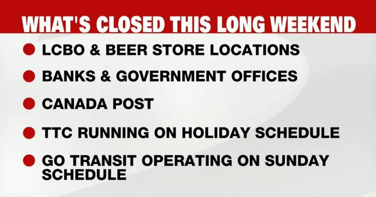 Weekend Closure Here’s what’s open and closed Easter weekend – CP24